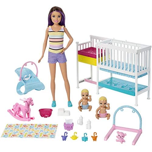 Barbie Nursery Playset with Skipper Babysitters Doll, Multicolor