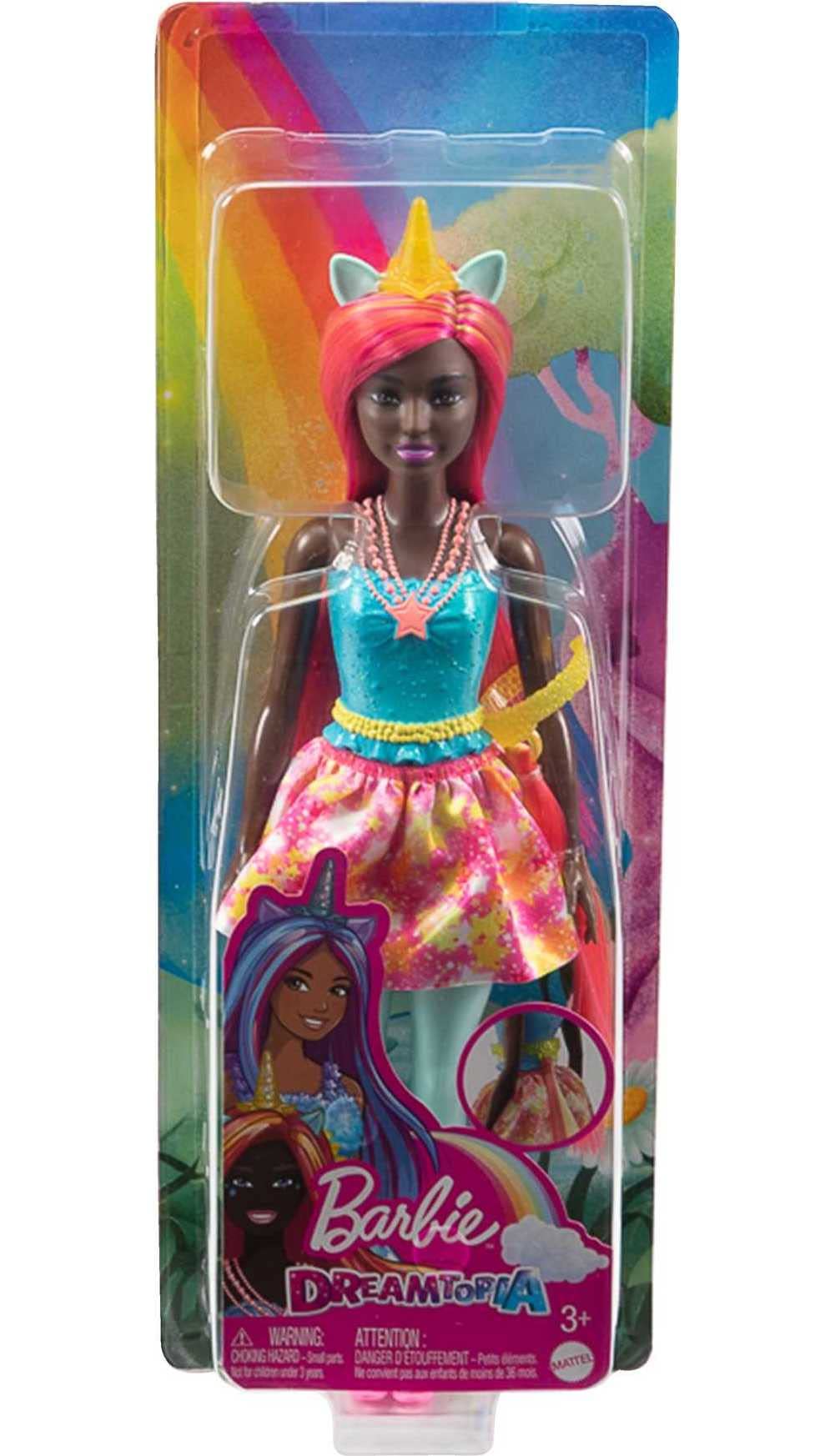 Barbie Dreamtopia Unicorn Doll (Pink & Yellow Hair), with Skirt