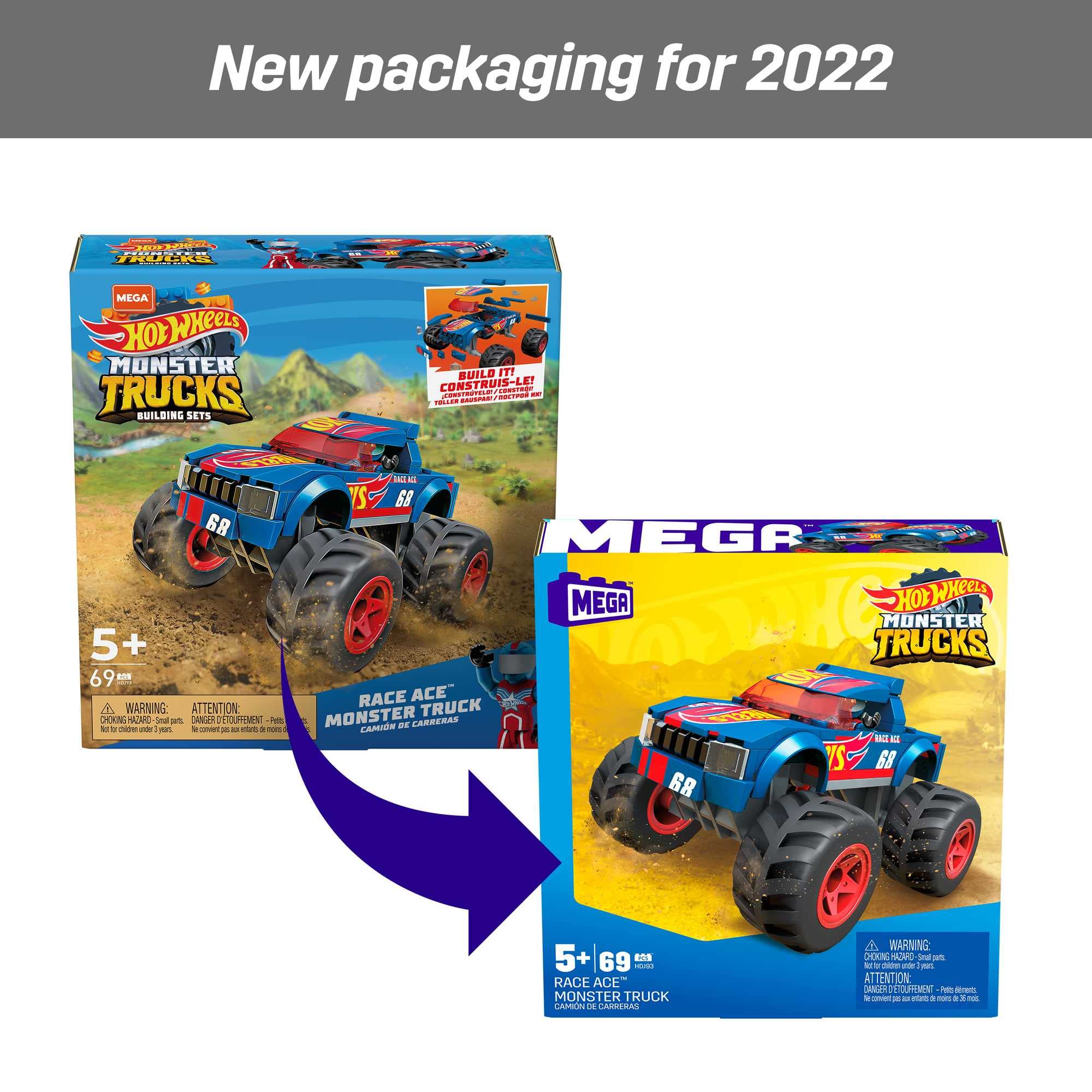 Hot Wheels Ready-to-Race Monster Truck Builder Race Ace, 27-piece