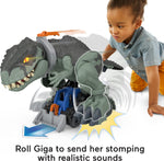 Imaginext Jurassic World Dominion Giga Dinosaur Toy with Owen Grady Figure with Mega Stomp & Rumble Action Lights and Sounds