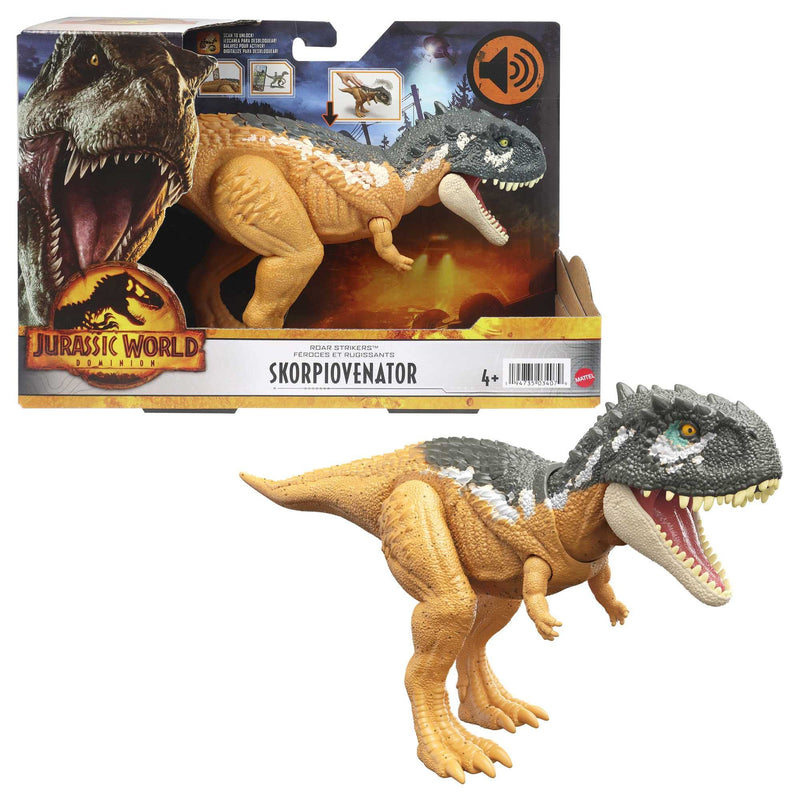 Jurassic World Dominion Roar Strikers Skorpiovenator Dinosaur Action Figure with Roaring Sound and Attack Action