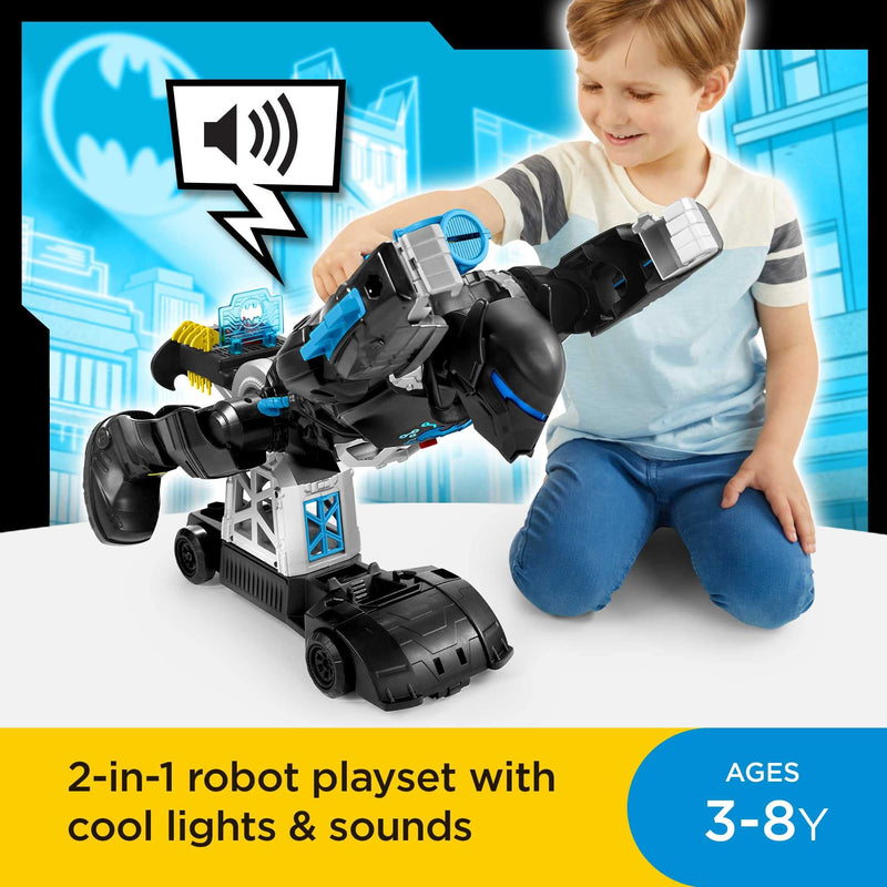 Imaginext DC Super Friends Batman Toy, 2-in-1 Robot & Playset with