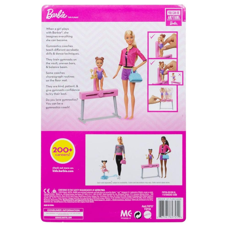Barbie Gymnastics Coach & Student Balance Beam Blonde Doll Playsets