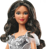 Barbie Signature 2021 Holiday Barbie Doll 12-inch Brunette Curly Hair In Silver Gown