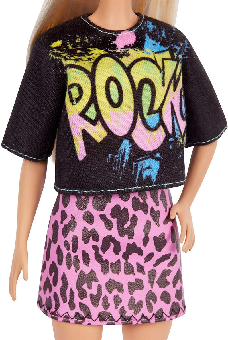 Barbie Fashionistas Doll with Blond Hair with Rock Tee and Skirt