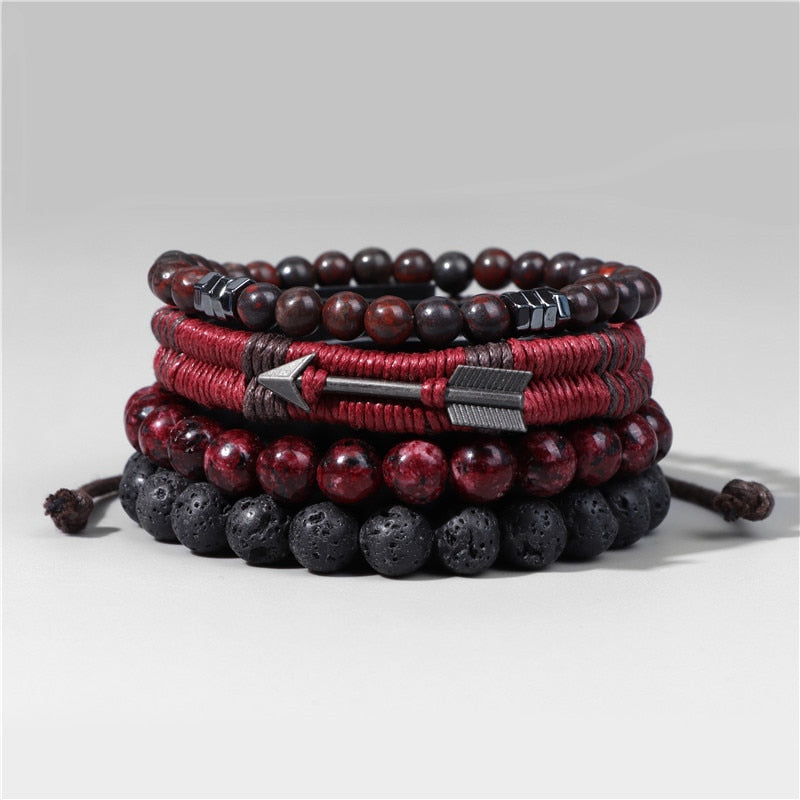 Multilayer Natural Stone Lava Beads Men's Bracelet