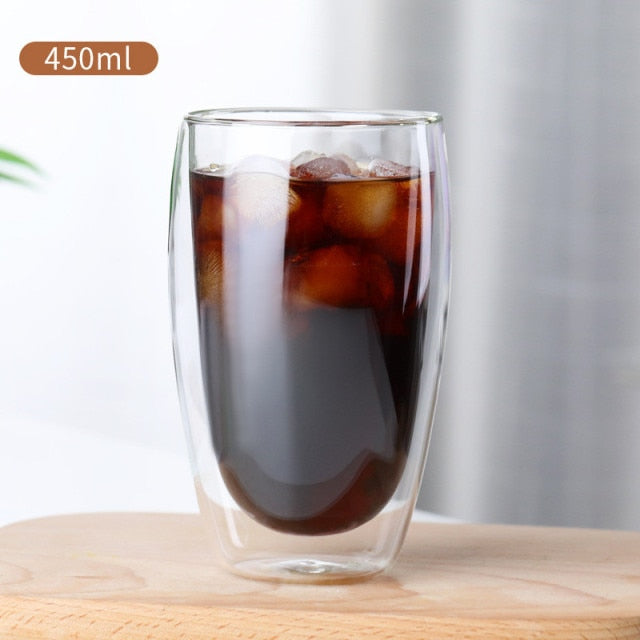 200ml Double Wall Insulated Glass Cup Irregular Heat Resistant